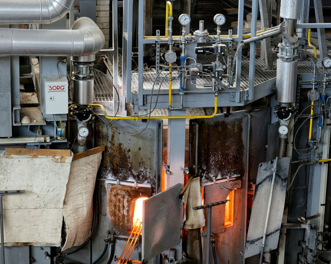 Industrial furnace and equipment on a manufacturing floor